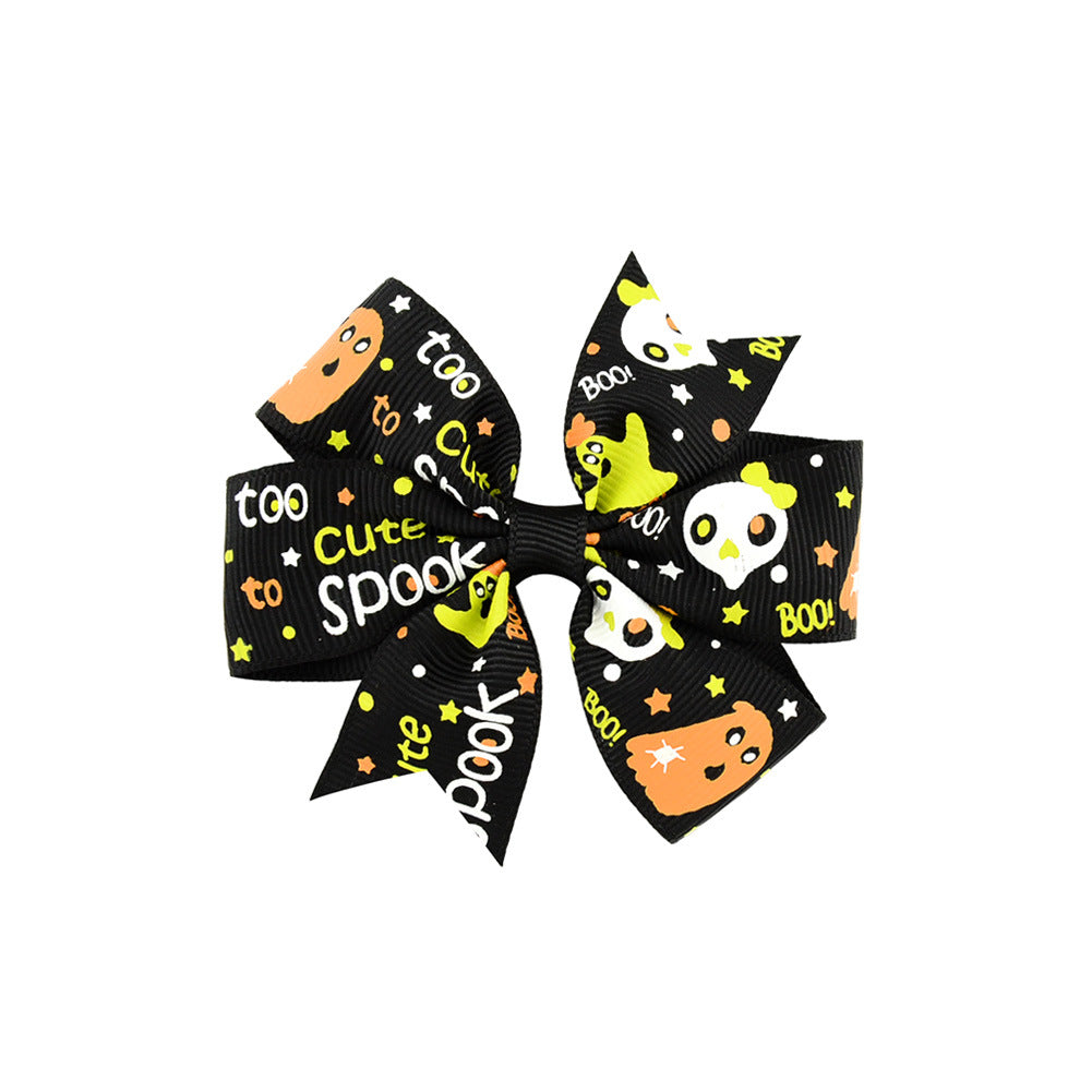 Wholesale Halloween Ribbed Bow Hair Clip for Kids